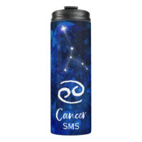 Cancer Zodiac Constellation Blue Galaxy Monogram
