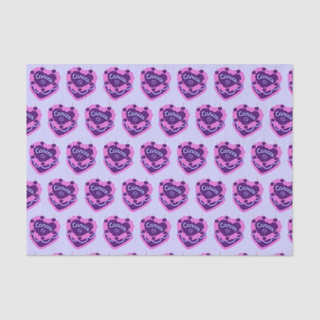Cancer Zodiac Coquette Heart Birthday Cake Tissue Paper (Front)