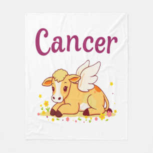 Cancer Zodiac Cow , Cute Cancer Fleece Blanket