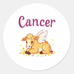 Cancer Zodiac Cow Png, Cute Cancer Classic Round Sticker