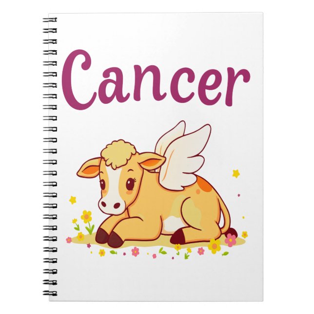 Cancer Zodiac Cow Png, Cute Cancer Notebook (Front)