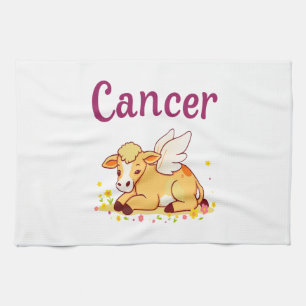 Cancer Zodiac Cow Png, Cute Cancer Tea Towel