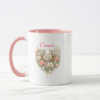 Cancer Zodiac Floral Heart Mug – Romantic Astrolog