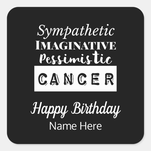 Cancer Zodiac Fun Characteristics Birthday Square Sticker (Front)