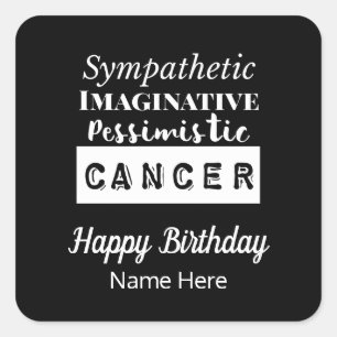 Cancer Zodiac Fun Characteristics Birthday Square Sticker