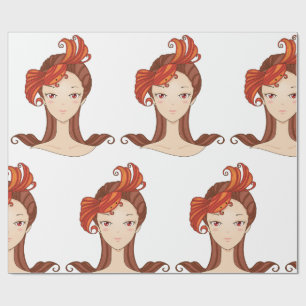 Cancer Zodiac Goddess Red Crab Hair Wrapping Paper