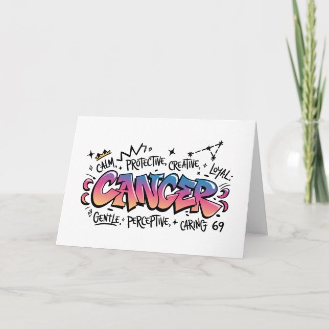 Cancer Zodiac Graffiti   Card (Front)