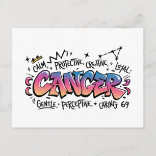 Cancer Zodiac Graffiti Postcard