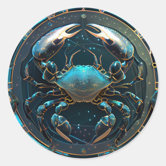 Cancer Zodiac Graphic Classic Round Sticker (Front)