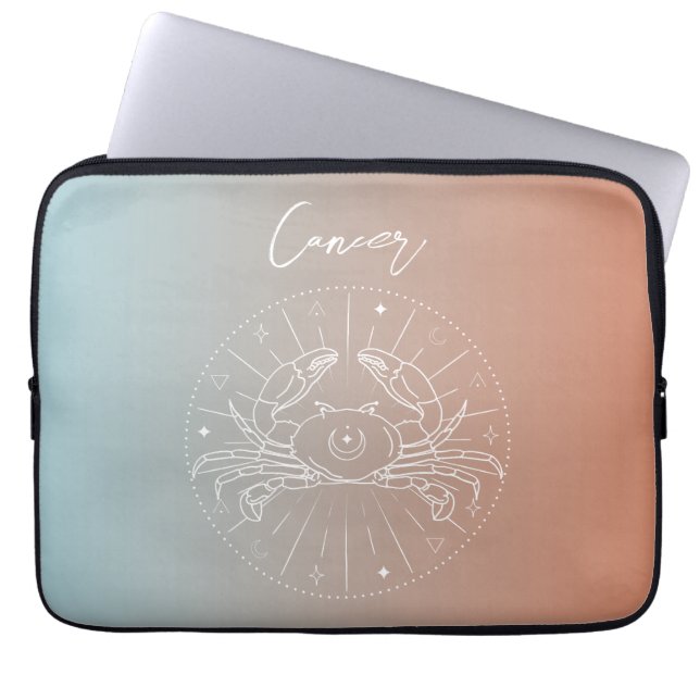 Cancer zodiac horoscope star sign gradient laptop sleeve (Front)