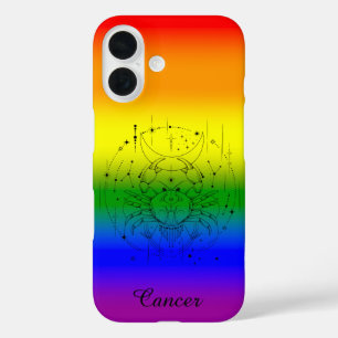 Cancer Zodiac LGBTQ Pride Rainbow Astrology Design iPhone 16 Case
