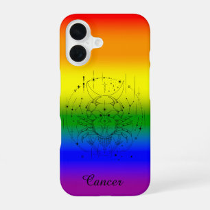 Cancer Zodiac LGBTQ Pride Rainbow Astrology Design iPhone 16 Case