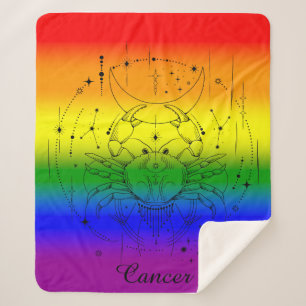 Cancer Zodiac LGBTQ Pride Rainbow Astrology Design Sherpa Blanket