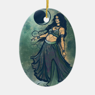 Cancer Zodiac MoonChild Goddess Belly Dancer Ceramic Ornament