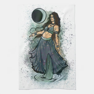 Cancer Zodiac MoonChild Goddess Belly Dancer Tea Towel