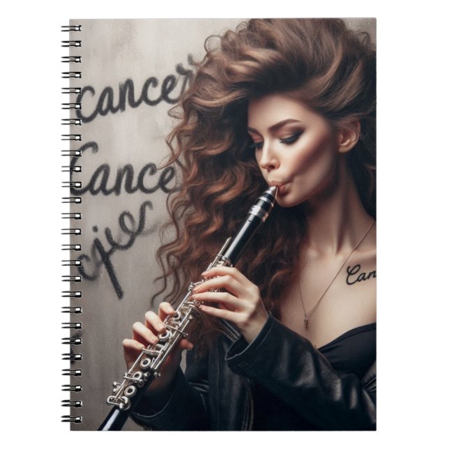 Cancer Zodiac Musician Clarinet  Notebook (Front)