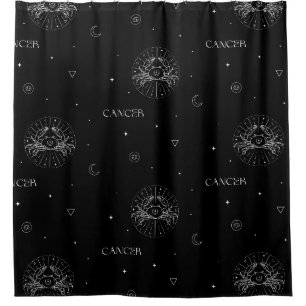 Cancer Zodiac Pattern in Black and White Shower Curtain