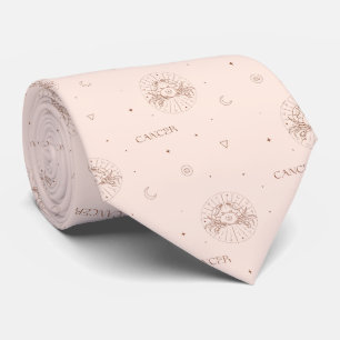Cancer Zodiac Pattern in Brown and Burgundy Tie