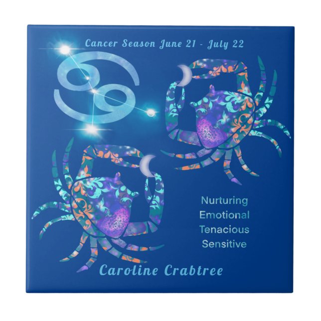 Cancer Zodiac Personalised Trait  Ceramic Tile (Front)