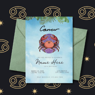 Cancer Zodiac Sign Birthday Invitation