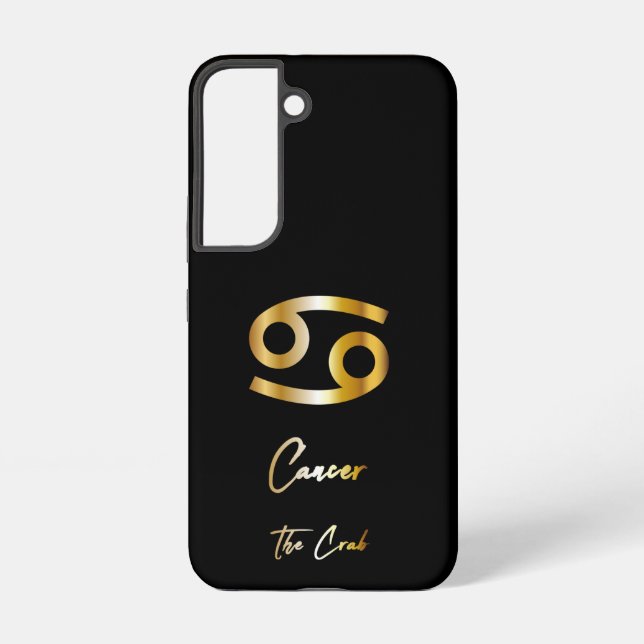 Cancer Zodiac Sign, Black & Gold  Samsung Galaxy S22 Case (Back)