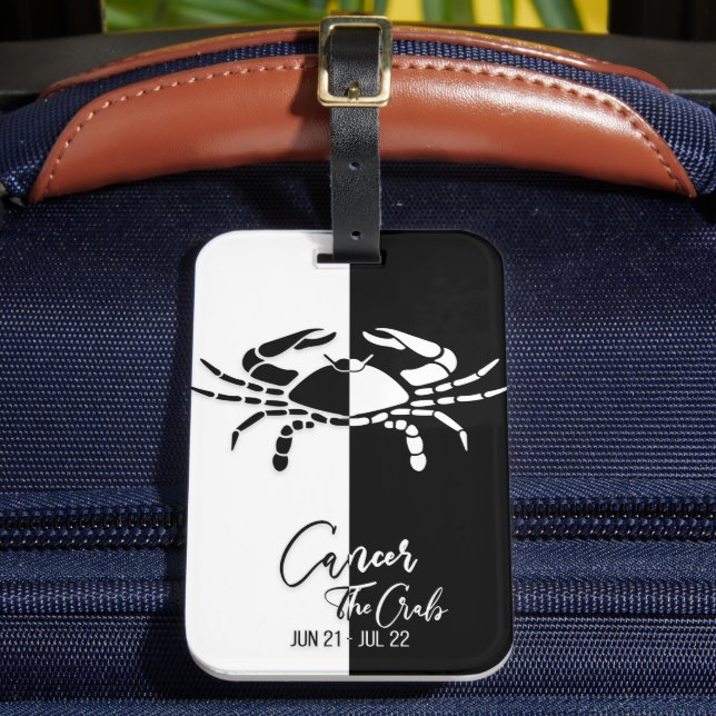 Cancer Zodiac Sign Black & White Luggage Tag (Front Insitu 2)