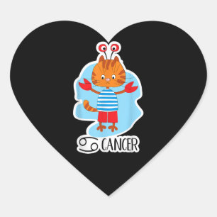 Cancer Zodiac Sign Cute Cat Astrology Horoscope Heart Sticker