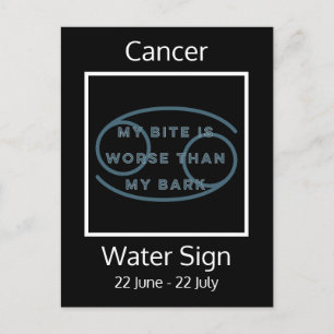 Cancer Zodiac Sign Fun Quote in Blue and White Postcard