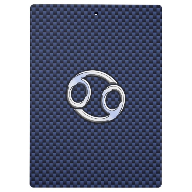 Cancer Zodiac Sign on Blue Carbon Fibre Decor Clipboard (Back)