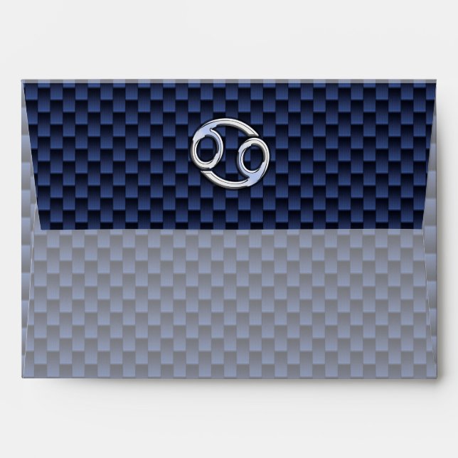 Cancer Zodiac Sign on Blue Carbon Fibre Decor Envelopes (Back (Top Flap))