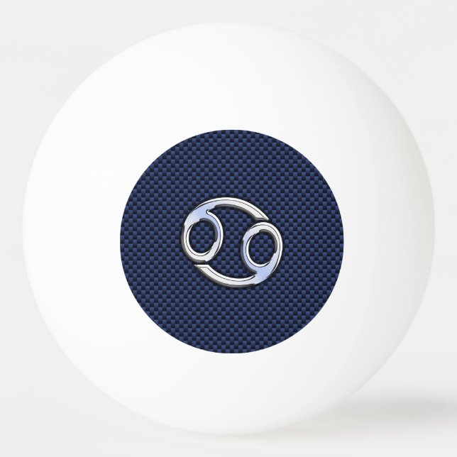Cancer Zodiac Sign on Blue Carbon Fibre Decor Ping Pong Ball (Front)