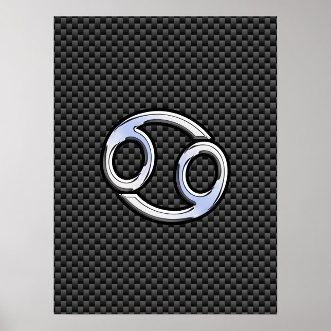Cancer Zodiac Sign on Charcoal Carbon Fibre Print (Front)