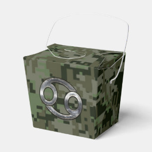 Cancer Zodiac Sign on Green Digital Camouflage Favour Box