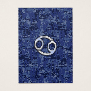 Cancer Zodiac Sign on Navy Blue Digital Camo