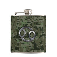 Cancer Zodiac Sign on Olive Green Digital Camo