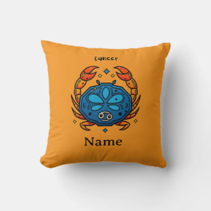 Cancer Zodiac Sign Pop Art - Retro Celestial Crab Cushion
