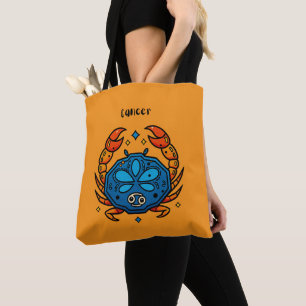 Cancer Zodiac Sign Pop Art - Retro Celestial Crab  Tote Bag
