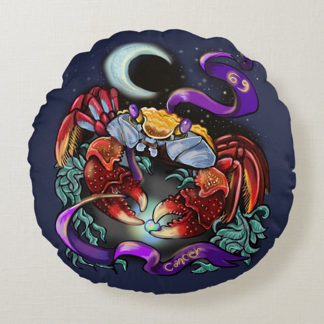 Cancer zodiac sign round cushion (Front)