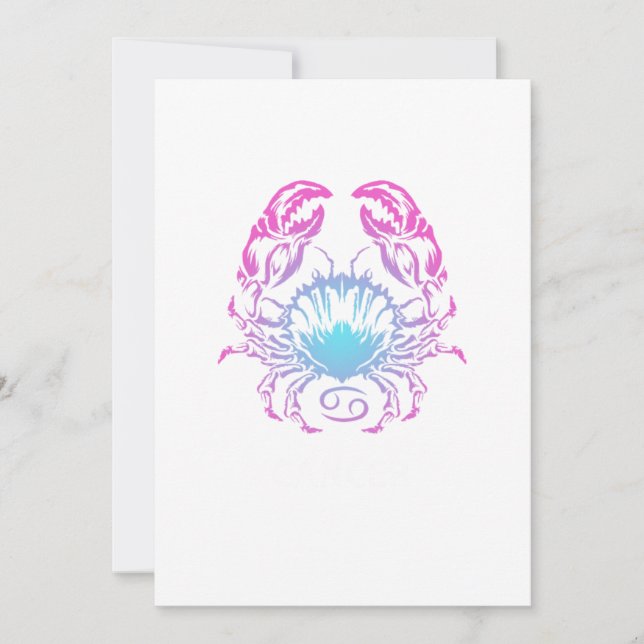 Cancer Zodiac Sign The Crab Design Birthday Gift Invitation (Front)