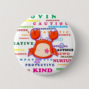 Cancer Zodiac Sign Traits 6 Cm Round Badge