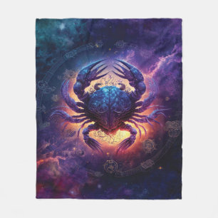 Cancer Zodiac Sign Watercolor Design Fleece Blanket