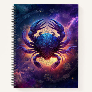Cancer Zodiac Sign Watercolor Design Notebook