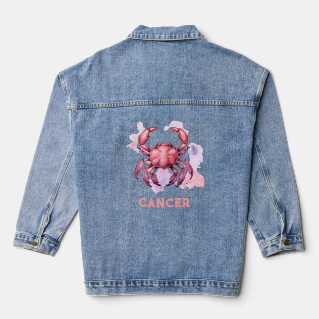 Cancer Zodiac Sign Women's Denim Jacket (Back)