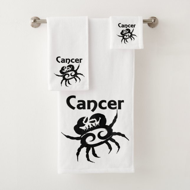 Cancer Zodiac Symbol and Sign Bath Towel Set (Insitu)