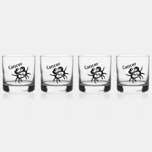 Cancer Zodiac Symbol and Sign Whiskey Glass