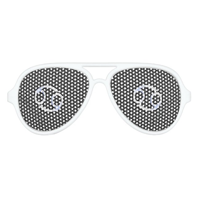 Cancer Zodiac Symbol Black Carbon Fibre Print Aviator Sunglasses (Front)