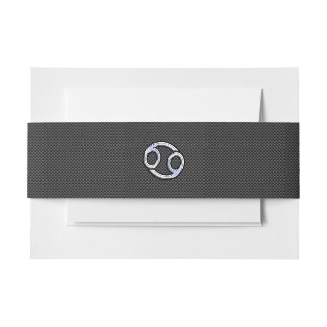 Cancer Zodiac Symbol Black Carbon Fibre Print Invitation Belly Band (Front Example)
