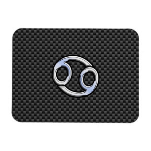 Cancer Zodiac Symbol Black Carbon Fibre Print Magnet
