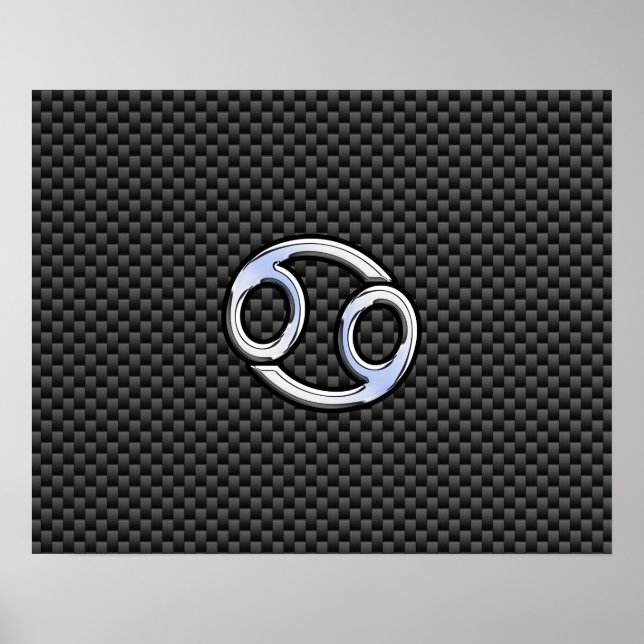 Cancer Zodiac Symbol Charcoal Carbon Fibre Print (Front)