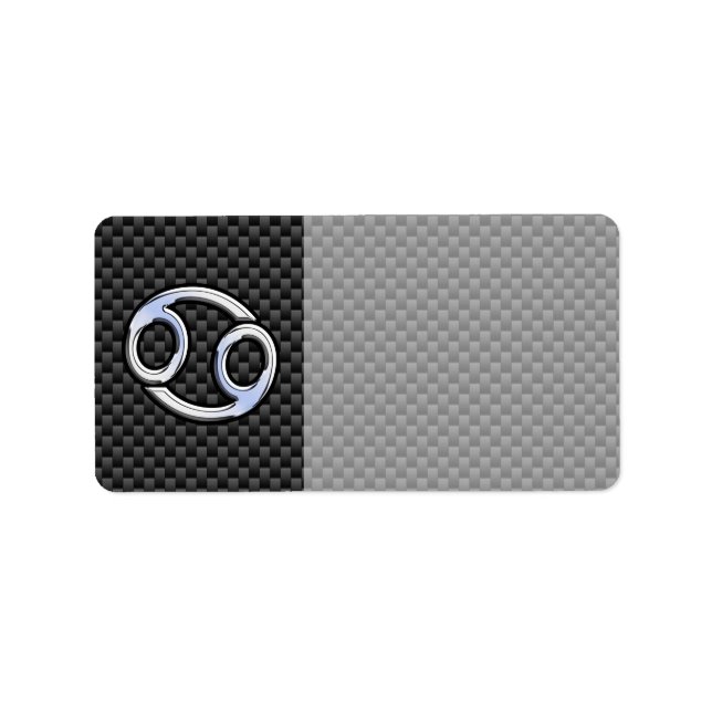 Cancer Zodiac Symbol Charcoal Carbon Fibre Print Label (Front)